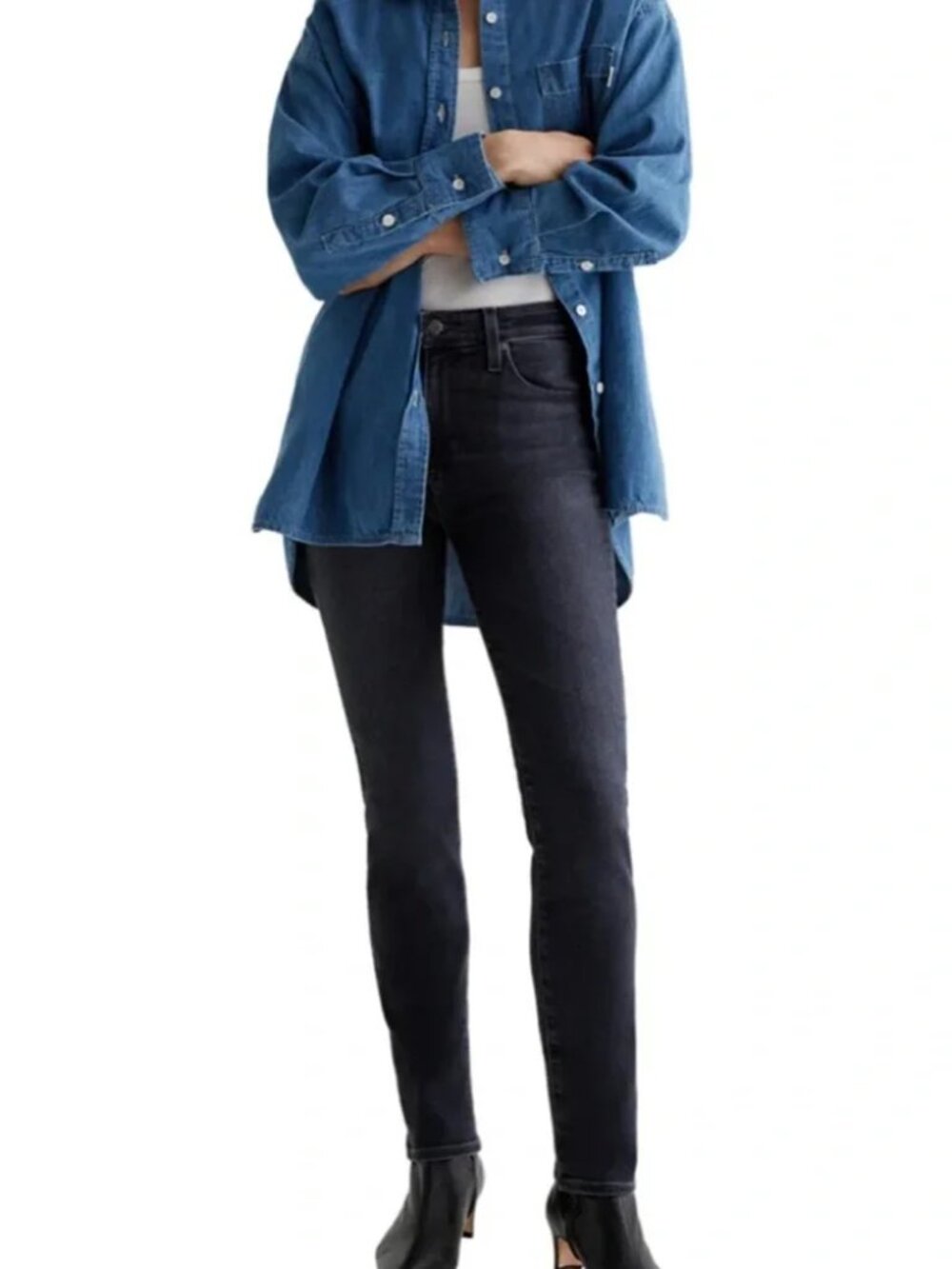 AG ADRIANO GOLDSCHMIED Mari High-Rise 29" Slim Straight Jeans Blue Sz 29 Premium